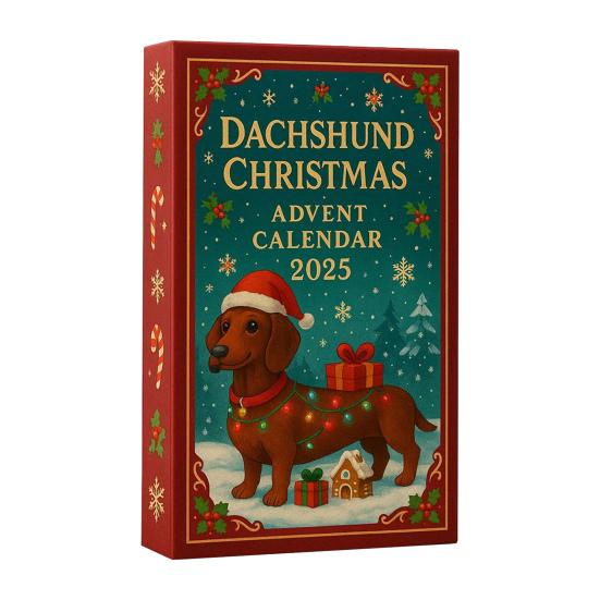 2025 Рождественский адвент-календарь Такса 24 дня Акриловое украшение на собачью тематику Обратный отсчет Уникальный подарок