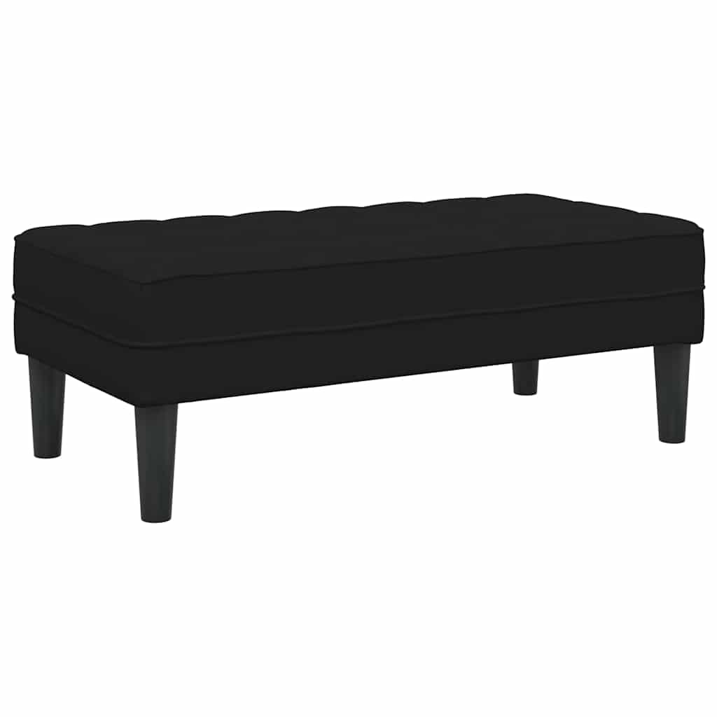 Black Velvet Ottoman Bench with Cushion 113 x 57 x 39 cm