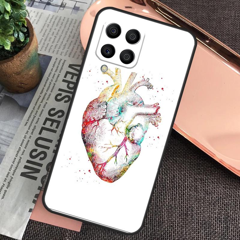 Анатомия человеческого сердца Чехол для Samsung Galaxy M55 M15 M13 M23 M33 M53 M30s M31s M12 M32 M52 M20 M21 M51 M34 M54