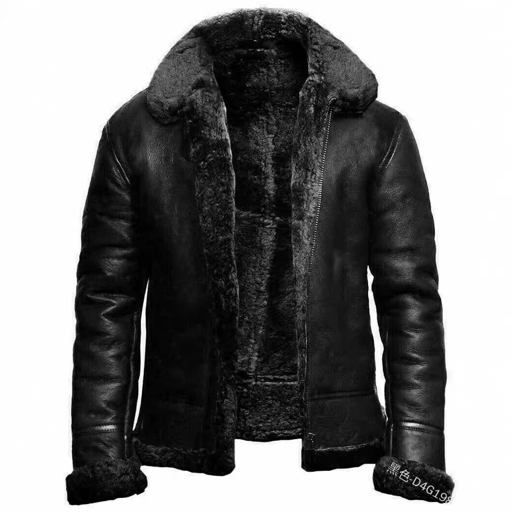 New Autumn and Winter Men's Artificial Fur One-piece Woolen Coat