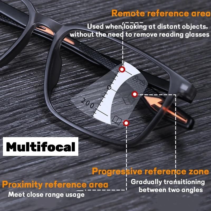 Прогрессивные Мультифокальные Очки для Чтения с Защитой от Синего Света TR90 Спортивные Очки для Пресбиопии Мужские Женские Ультралегкие