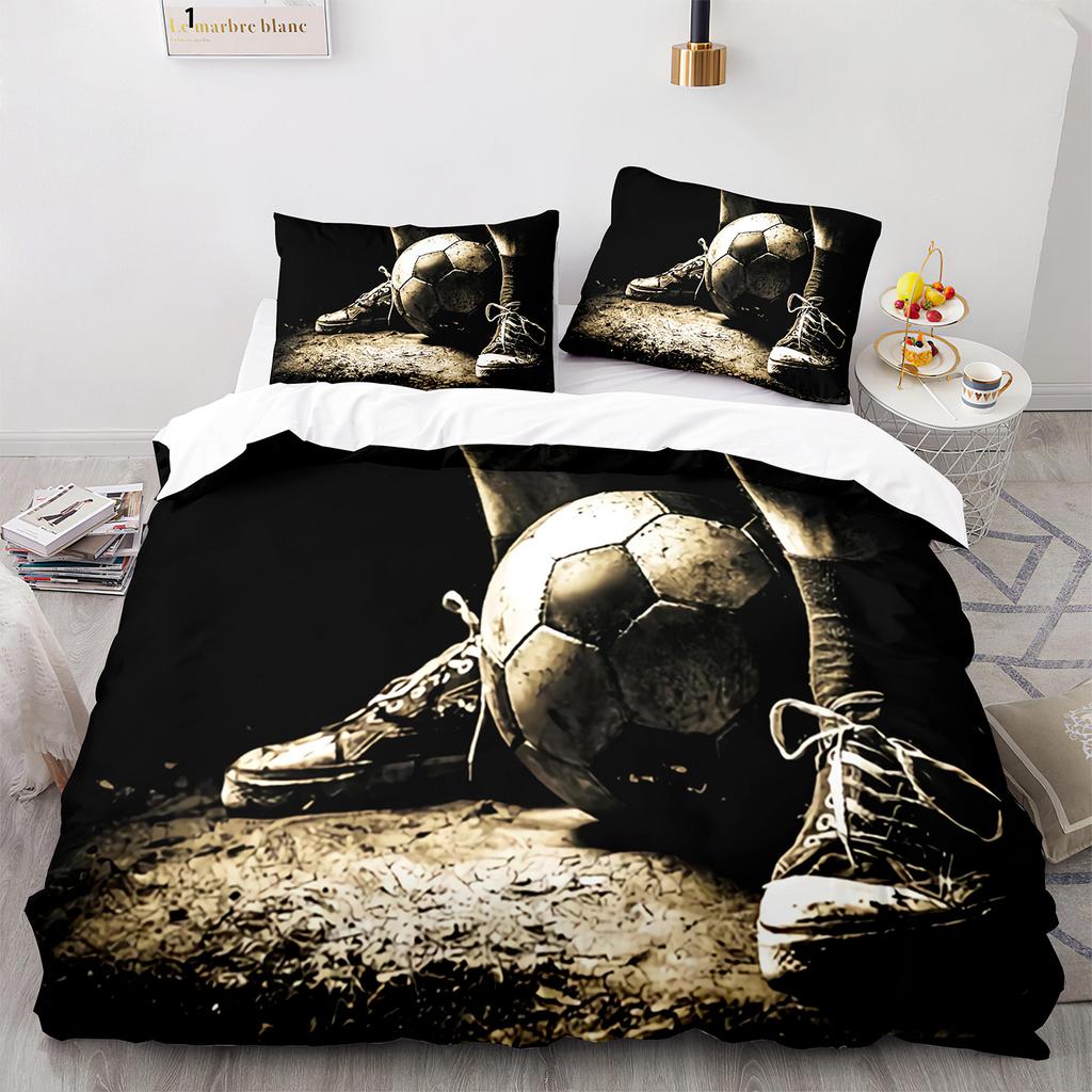 Football King Queen Duvet Cover 3D Soccer Bedding Set For Kids Teens Adult Ball Game Quilt Cover Sport Fans Soft Comforter Cover