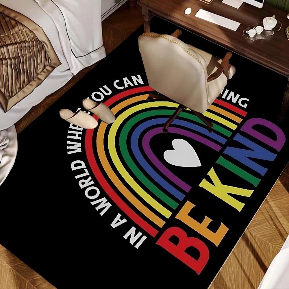 Gay Lesbian LGBT Rainbow Love Floor Mat Bathroom Mat Kids Room Bedroom Decoration Balcony Anti-Slip Doormat Living Room Bedside