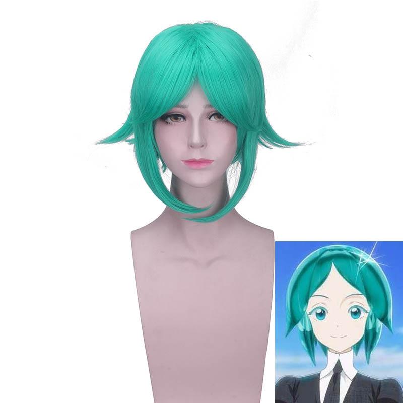 Anime 38CM Green Short Wigs Hair Houseki No Kuni Cosplay Wig Land of the Lustrous Phosphophyllite Synthetic Halloween Costume