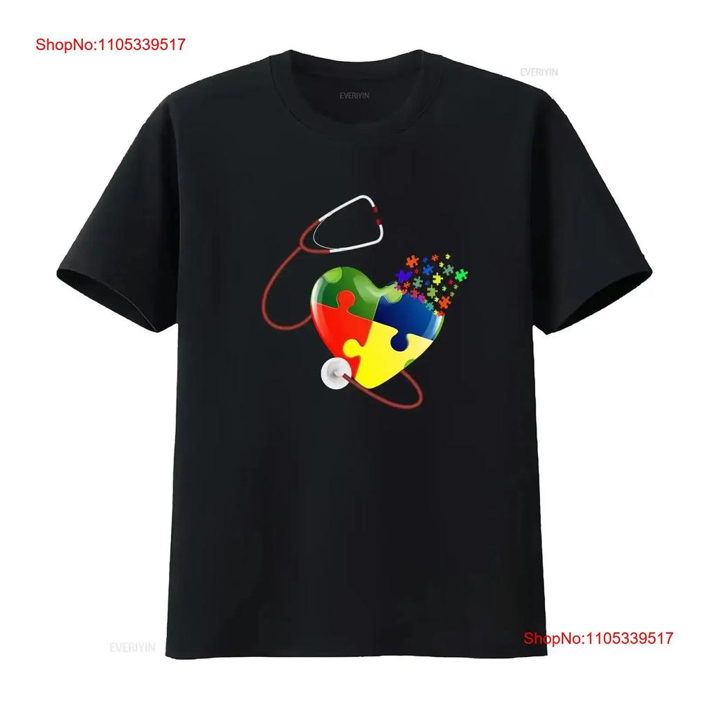 Funny Nurse Autism Puzzle Stethoscope Heart Awareness T Shirt S 5XL vintage Washed streetwear S