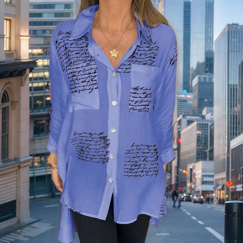 Женская летняя свободная повседневная рубашка-смокинг с принтом