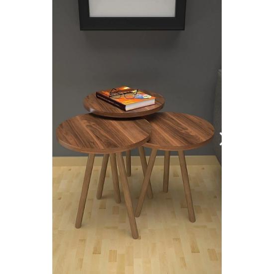 Столик для раскладывания с деревянной ножкой из орехового дерева, 3 шт., круглый