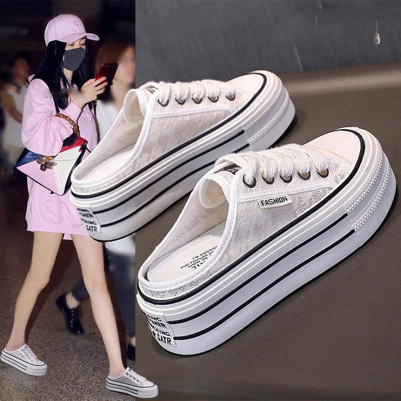 Шлепанцы на толстой подошве женские летние женские туфли уличные сетчатые туфли без каблуков полушлепанцы