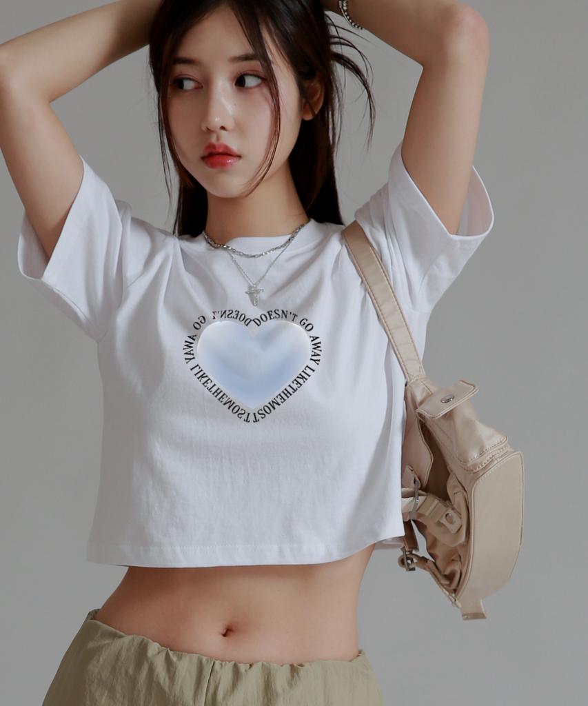 LIKE THE MOST Sky Heart Women Regular Crop T-Shirt