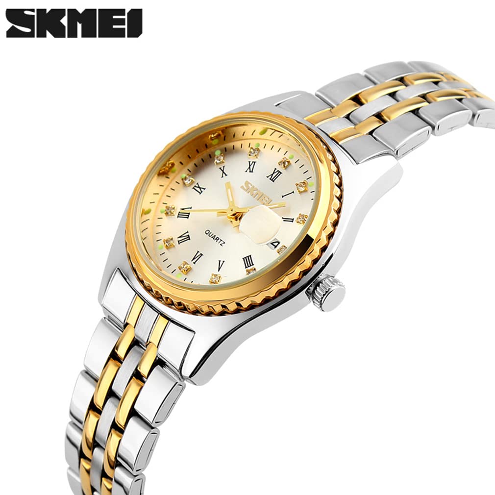 Watch Gold Silver Stainless Steel Waterproof Business Classic Arm Watch Ladies Analog Quartz Brand Stylish Casual Simple Date Watch Luxury Gift Watch