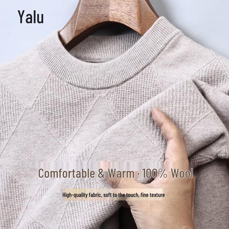 Мужской свитер Yalu с рельефной вязкой, круглым вырезом, из смесовой шерсти
