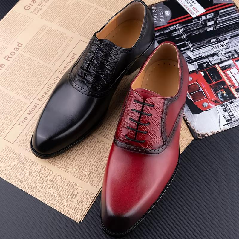 Fashion Wedding Party Shoes For Men Retro Elegant Printing Social Business Footwear Red Black Classic Office Dress Adult Shoe New Arriva