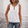Ladies' Elegant Sleeveless Vest -Semi Transparent Round Neck Lightweight Top, Medium Stretch Casual, Sleeveless Butterfly Pattern, Non Transparent