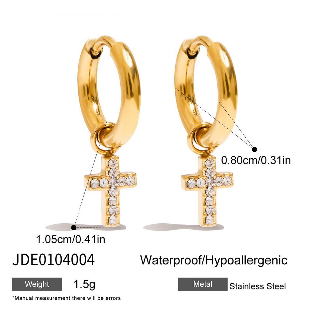 Модные Водонепроницаемые Серьги из Нержавеющей Стали с Покрытием 18K Золотом, Подвески с Алмазным Крестом, Звездой, Бабочкой, Украшения для Тела из 18K Золота, Цирконий