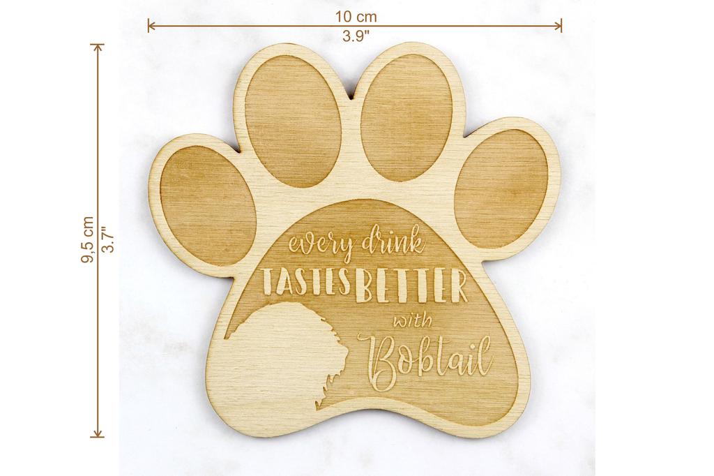 Old English Sheepdog, Bobtail, Bob-tail – Mug coaster, engraved coaster with dog | Art-Dog