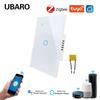 Умный стеклянный выключатель US Standard Zigbee с голосовым управлением Alexa, поддержкой приложения и настраиваемым одинарным выключателем (ноль-фаза)