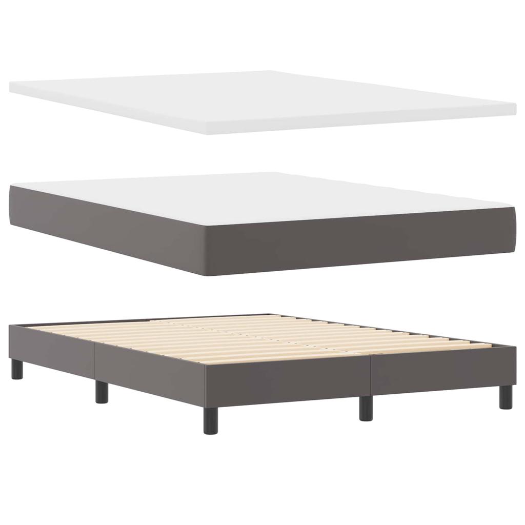 Boxspring Bed with Mattress Gray 160 x 200 cm Faux Leather