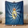 FC Madrid Emblem Flannel Blanket, Soft Polyester, Modern Design, All-Season for Camping, Travel, Gifts for holidays or birthdays