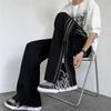 Men's Hong Kong Style Metal Zipper Straight Wide-Leg Casual Pants