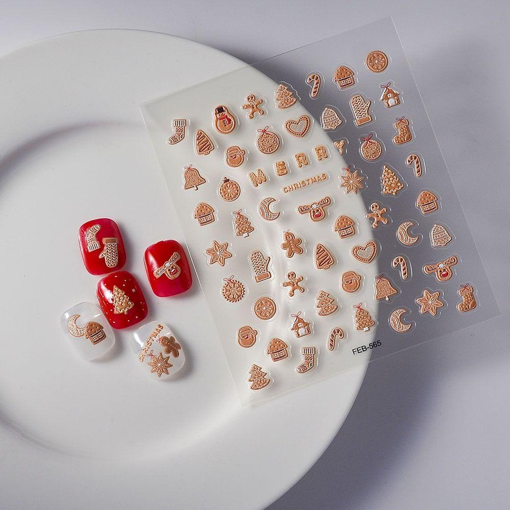 Милые рождественские маникюрные наклейки снежинки маникюр дизайн ногтей Decoratio 5D рельефные наклейки для ногтей женские