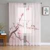 Розовый вишневый цвет птица чернила стиль современные тюлевые шторы для гостиной, спальни, дома, кухни, окна, прозрачные шторы