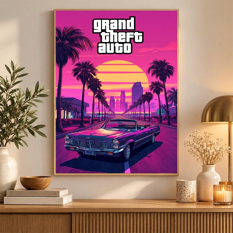 GTA Diamond Painting Kit 5D Full Drill DIY Diamond Mosaic Wall Art Home Decor