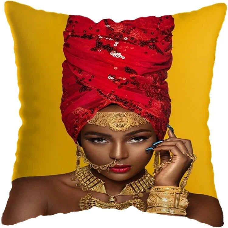 Наволочка для спальни, черно-золотая африканская женская подушка для гостиной, декоративная подушка