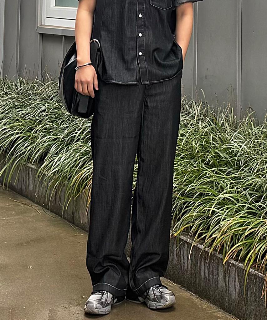 MINDBRIDGE Linen-Like Full Elastic Waist Wide Denim Pants - 3 Colors