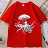 Vintage Octopus Ufo TShirt Cool Alien Octopus TShirt Unisex WOMEN Fashion Adult Baggy Tee Casual Breathable Loose Round Neck Tee