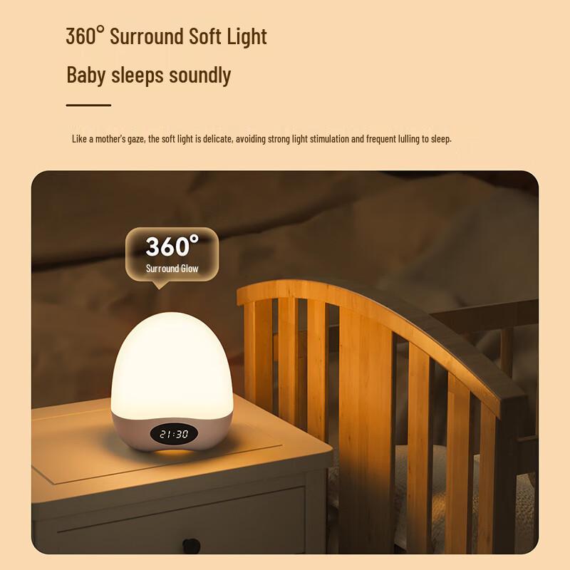 NVC Rechargeable Eye-Protection Baby Feeding Night Light with Clock