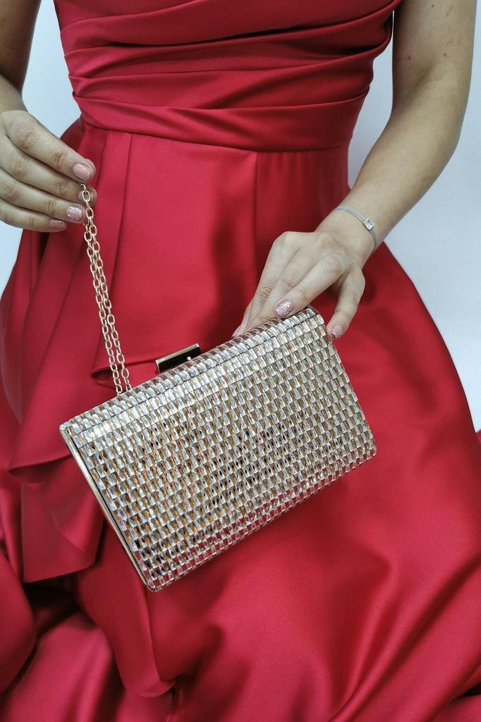 Женская стильная и полезная сумка для вечернего платья Женская вечерняя сумка с цепочкой из платинового стекла и камнями