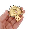 Vintage Lion Rhinestone Brooch Light Luxury Glaze Badge Pin Banquet Clothes Metal Pin  Female