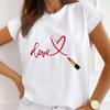 Women's Kawaii Short Sleeve Graphic T-shirt Fashion Girl Love Bottom Cartoon Design Polyester Fiber Summer Goth Style Top