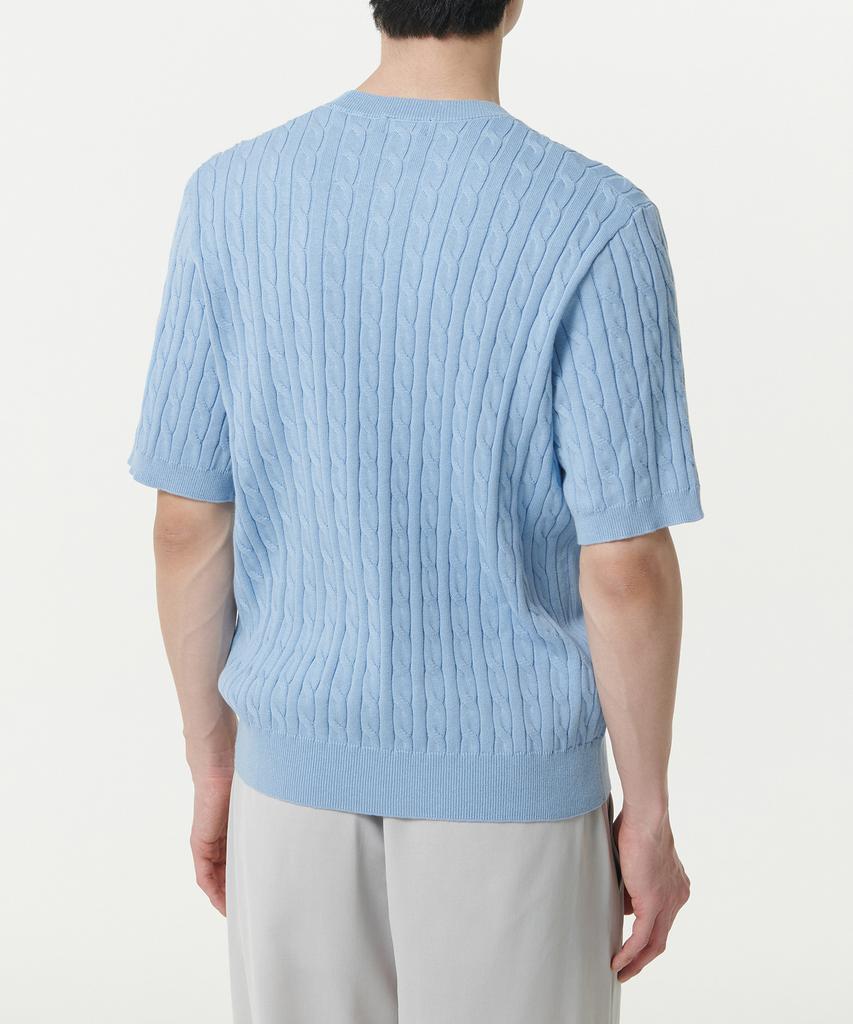 MUSINSA STANDARD Cable Crew Neck Short Sleeve Knit [Sky Blue]