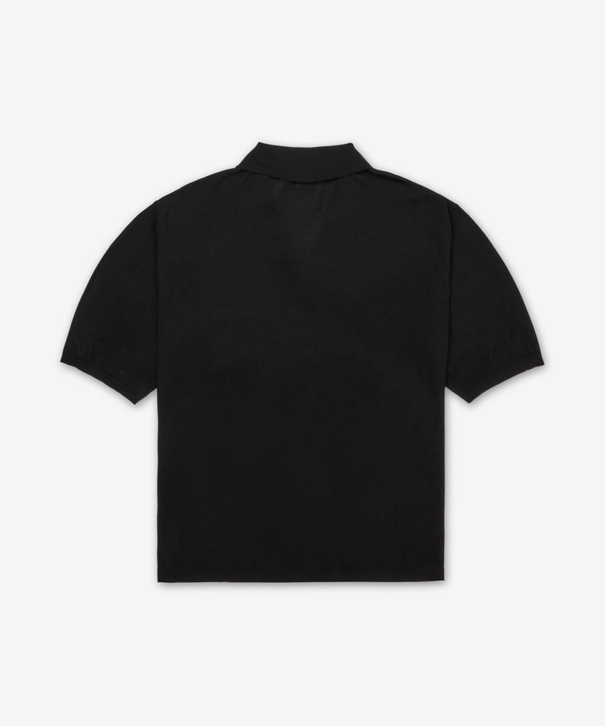 SAINT LAURENT Wool Polo Short Sleeve Knit - Black / 821733Y77As1000