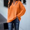 V Neck Casual Women Pulovers Sweaters Long Sleeve Knitted Sweater Autumn Winter Solid Color Slim