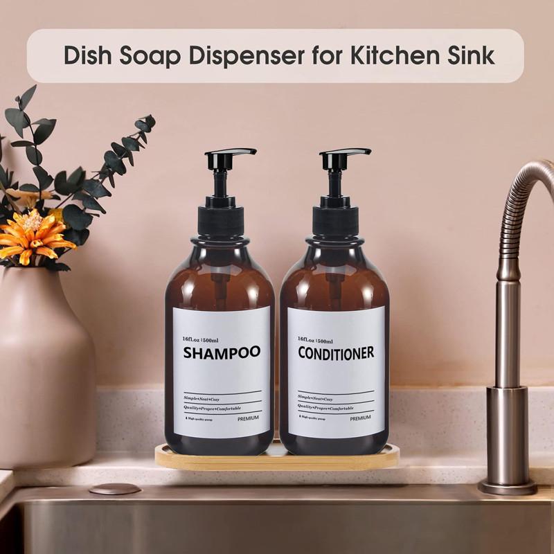 500 мл дозатор для жидкого мыла многоразовый пустой шампунь кондиционер гель для душа контейнер с этикеткой/стойка/поднос для ванной комнаты кухни
