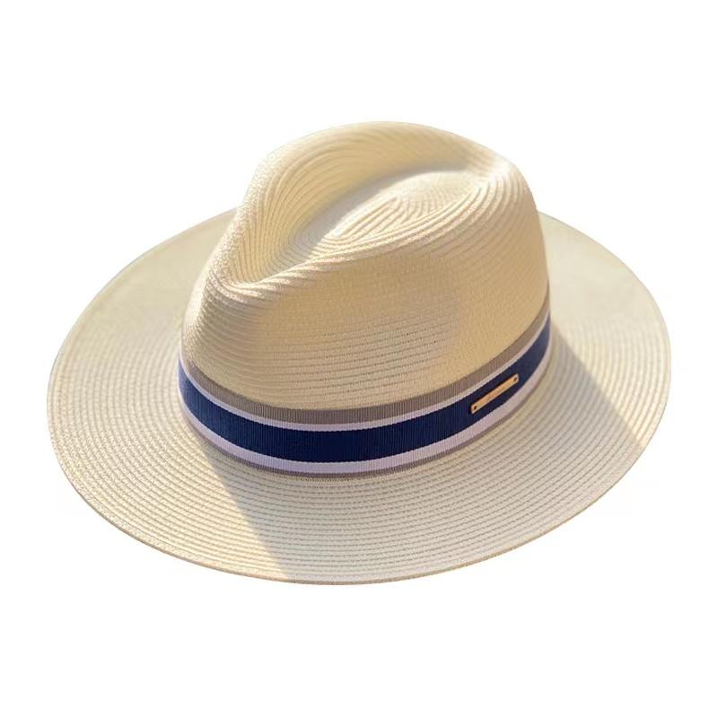 Panama Straw Hat Unisex Top Hat Fedora Hat Big Head Size Sunshade Adjustable Elegant Gentleman Versatile Style