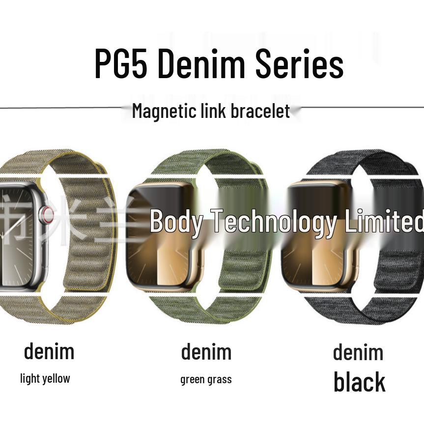 Apple Watch Fine Woven Twill Leather Magnetic Band for Series 5-9 & SE