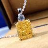 New Luxury Fashion Yellow Cubic Zirconia Wedding Necklace for Women Simple Elegant Lady's Jewelry Party Fancy Birthday Gift