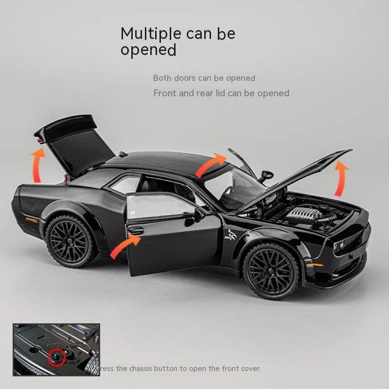 Игрушечная машинка Dodge Challenger Hellcat для 1: Масштаб 32 Литые Металлические Машинки Игрушечные Откатные Модели Машинок Hellcat Со Звуком и Светом Hellc