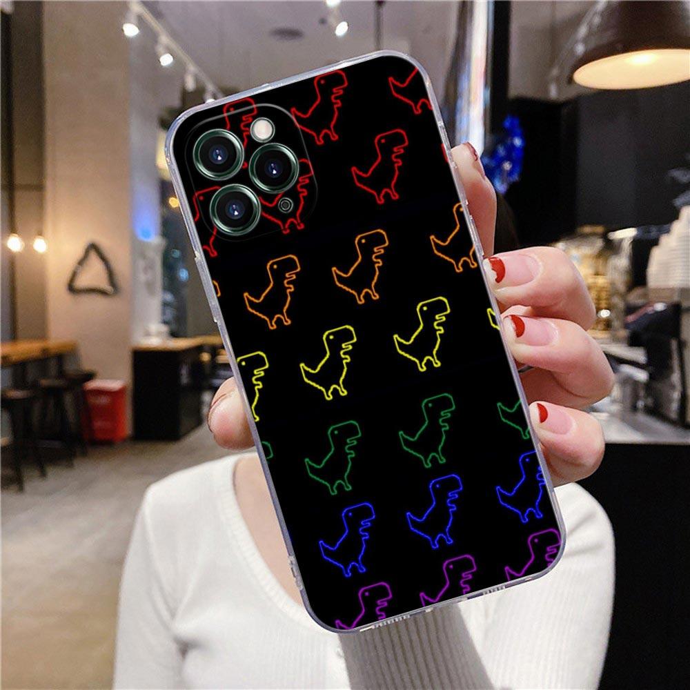 Прозрачный чехол для телефона Apple iPhone 12 11 13 Pro Max mini XS X XR 7 8 Plus SE 2020 Чехол с милым мультяшным динозавром