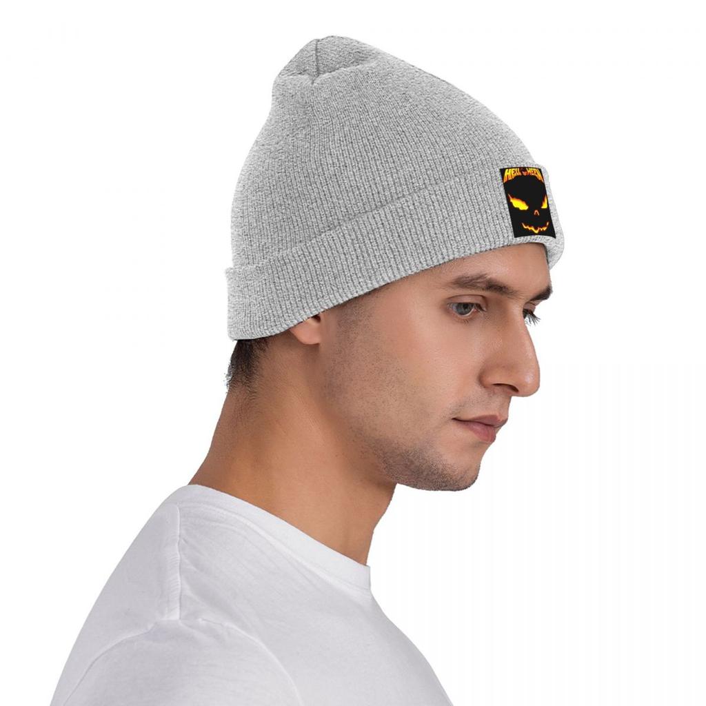 Helloween Rock Band Warm Knitted Cap Fashion Bonnet Hat Autumn Winter Outdoor Beanies Hats for Unisex Adult