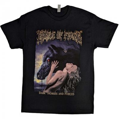 Хлопковая футболка унисекс Cradle Of Filth для взрослых с принтом «Тёмные лошади» на спине