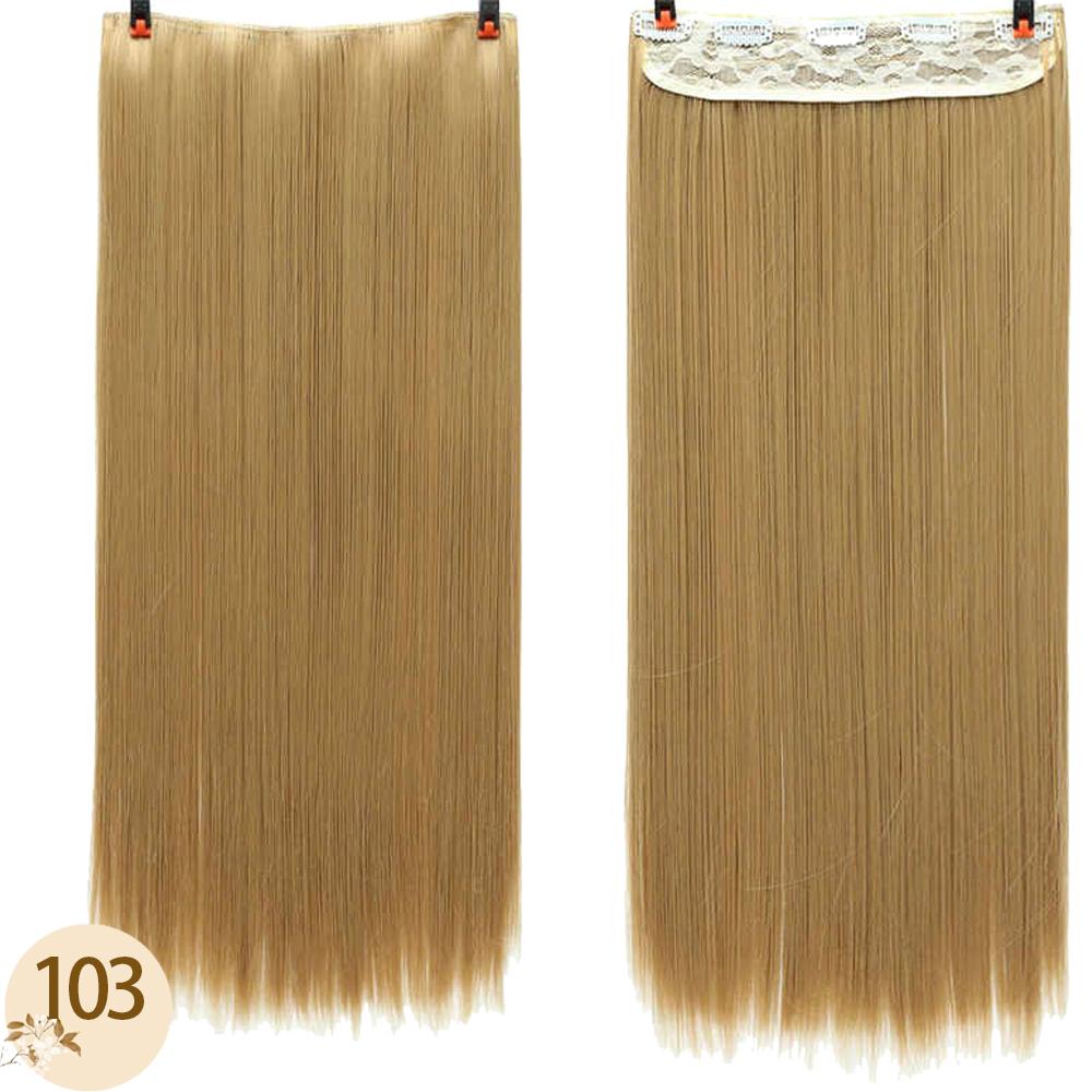 Длинные прямые накладные волосы на клипсе, 24 дюйма, синтетические искусственные волосы для женщин