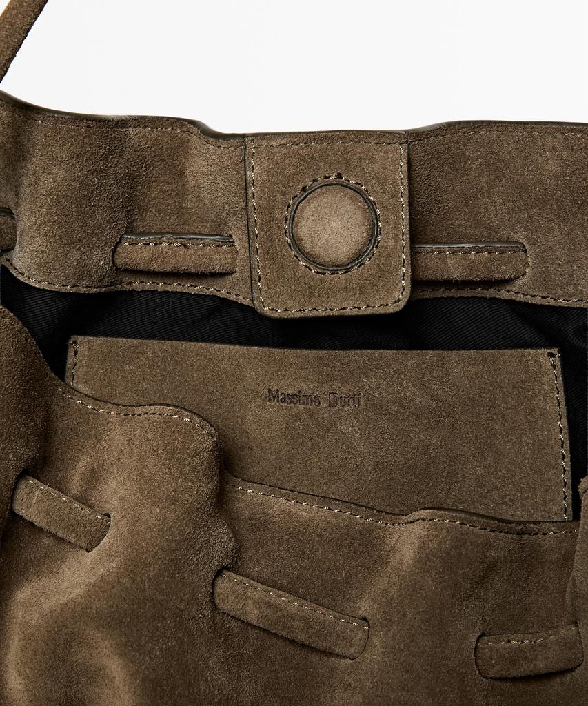 Massimo Dutti Split Suede Pleated Bag