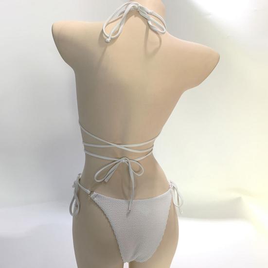 2 шт./компл. женский комплект бикини, однотонный, с бретелькой на шее, с несколькими бретелями, трехточечный