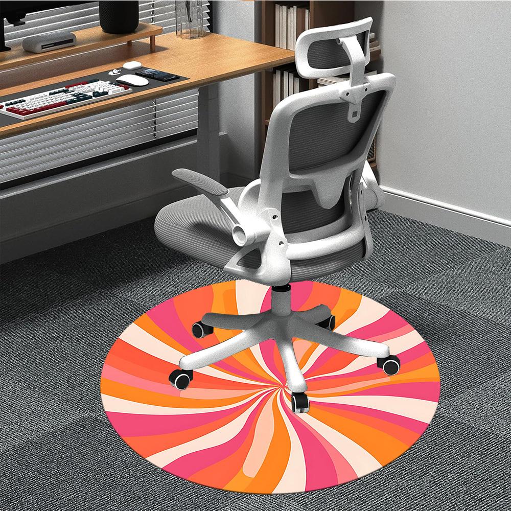 1PC Candy Swirl Office Round Area Rug, Mat Suitable For Office, Under Office Chairs Bedroom Living Room Home Decor, Room Deco