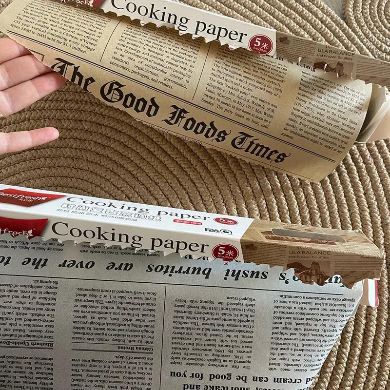Retro English Newspaper Food Accessories for Baking Kitchen Food Grade Grease Paper Bread Sandwich Burger Fries Wrappers Cookie
