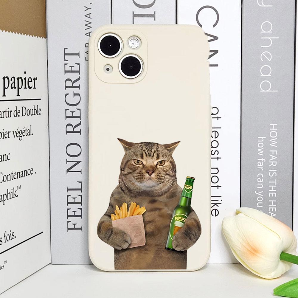 Смешной чехол для телефона с животными и пивом, кошка, для IPhone 16 15 14 13 12 11 Pro Max Mini X XS 7 8Plus SE2, мягкий силиконовый чехол, креативные Fundas